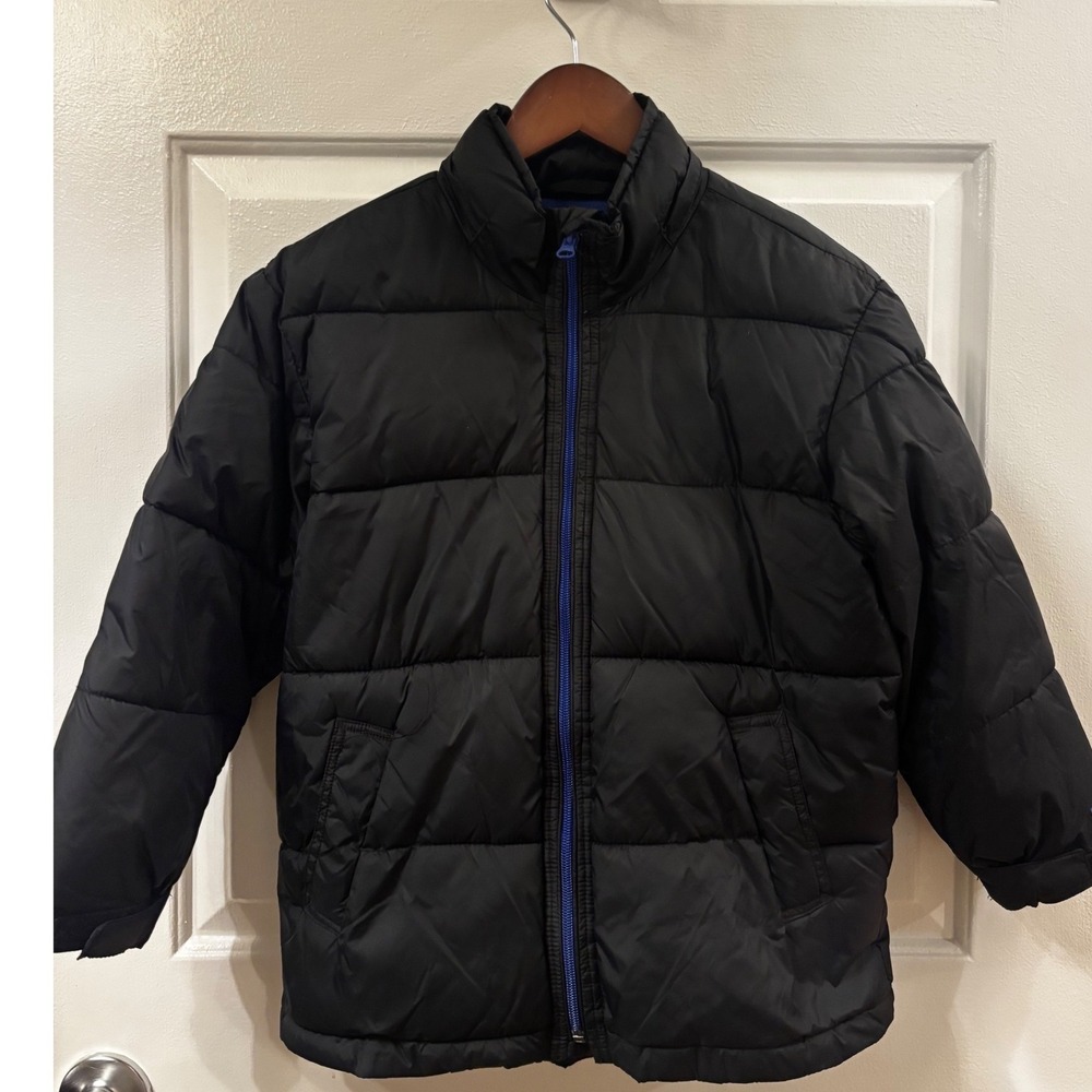 Gap Kids Black Puffer Jacket Blue Zip Fleece Lined Size S Small Outerwear